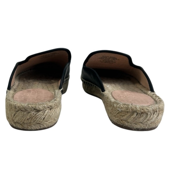 J. Crew Black Leather Slip On Espadrilles Mules Shoes Women SZ 7.5 Preppy Boho - Picture 5 of 13